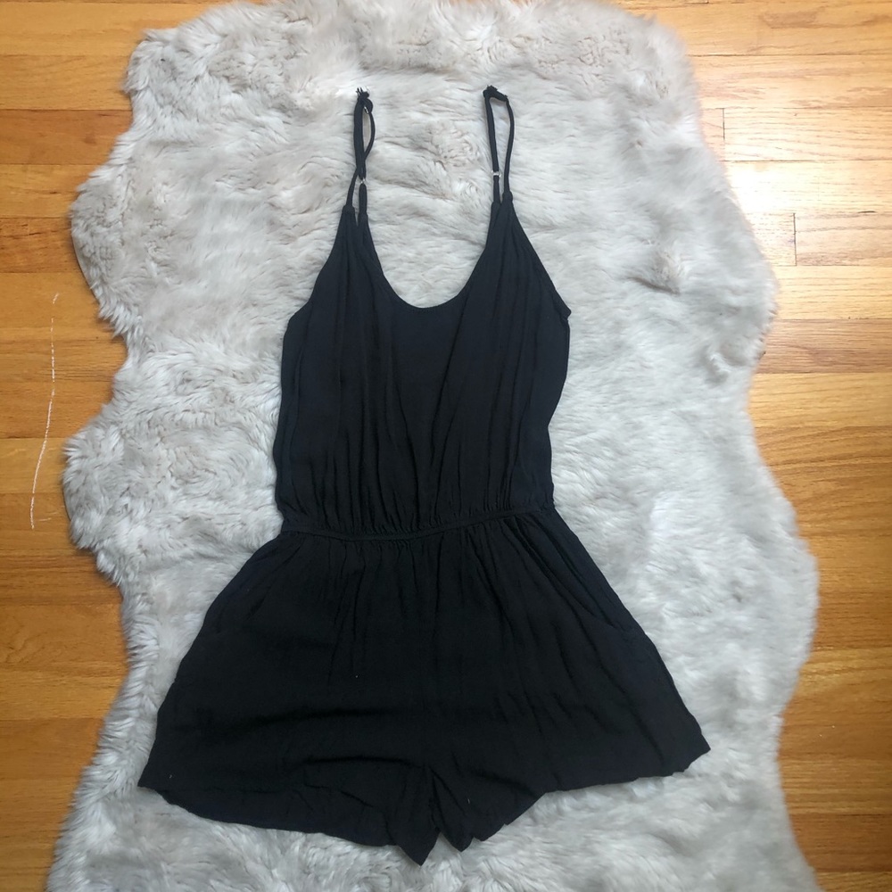 John Galt Black Basic Soft Scoop Neck Romper - image 1